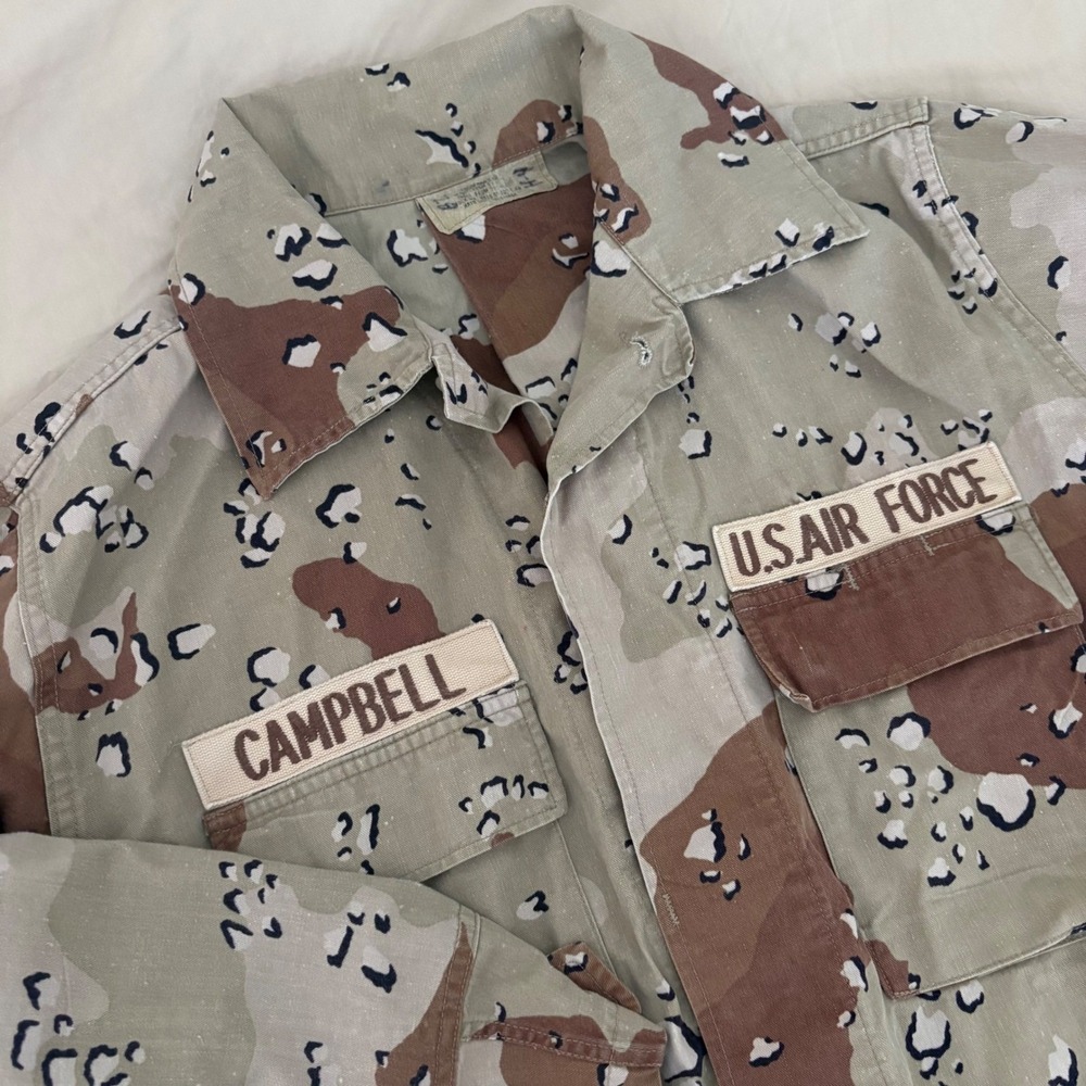 USAF Desert Storm DCU Chocolate Chip BDU Jacket Staff Sergeant Campbell Med Reg